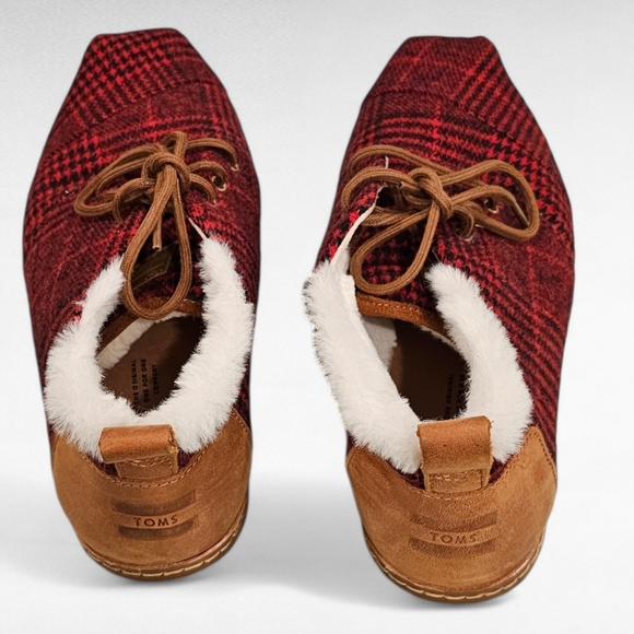 Toms Red Plaid Bota Shoes Size 10 - Picture 11 of 16